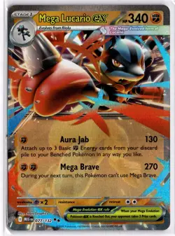 Mega Lucario ex 077/132 Double Rare Mega Evolution Pokemon Near Mint - Image 1