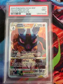 PSA 9 Lucario VSTAR Full Art #291 – 2023 Pokemon SWSH Crown Zenith ETB - Image 1