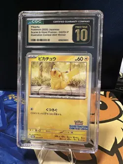 CGC Pristine 10 Pokemon TCG Pikachu 242/SV-P Japanese 2024 Illustration Contest - Image 1