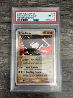 2004 POKEMON HIDDEN LEGENDS HOLO 93 GROUDON ex PSA NM-MT 8 - Image 1