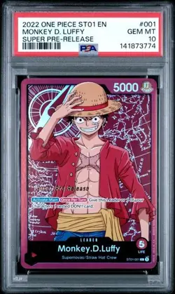 2022 ONE PIECE STRAW HAT CREW SUPER PRE-RELEASE ST01-001 MONKEY D. LUFFY PSA 10 - Image 1