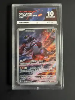 Pokemon 2023 TCG Groudon Holo Card 199/182 Paradox Rift Illustration Rare ACE 10 - Image 1