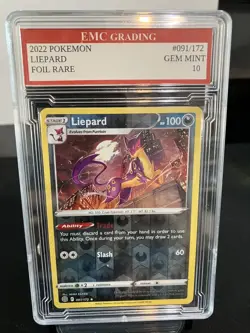 LIEPARD 2022 HOLO FOIL #091/172 Pokemon RARE Card GRADED 10 MINT - Image 1