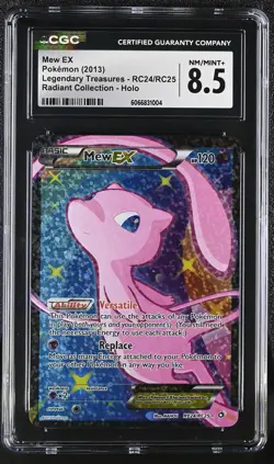 CGC 8.5 Mew EX Legendary Treasures RC24/RC25 Radiant (Collection) Pokemon Card - Image 1