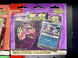 Pokemon TCG Ascended Heroes Complete 4 Blister Set Tech Sticker Larry Erika - Image 3