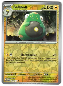 Bellibolt 077/197 Reverse Holo SV03: Obsidian Flames Pokemon TCG - Image 1