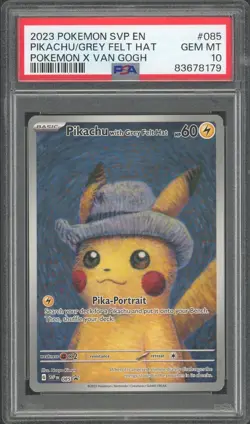 2023 Pokemon X Van Gogh Pikachu with Grey Felt Hat SVP #085 PSA 10 - Image 1