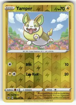 Yamper (074) SWSH01: Sword & Shield Base Set Common,Reverse Holo Pokemon NM - Image 1