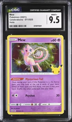 CGC 9.5 Mew 011/025 Celebrations 25th Anniversary Holo Pokemon Card - Image 1