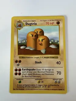 Dugtrio 19/102 Base Set Shadowless Regular Rare - English Vintage Pokemon - Image 1