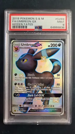 2019 Pokemon Umbreon GX #SV69 Shiny Holo Rare Hidden Fates PSA MINT 9 - Image 1