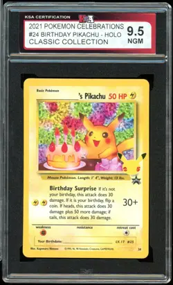 2021 Pokemon Celebrations Classic Collection #24 Birthday Pikachu KSA 9.5 NGM - Image 1