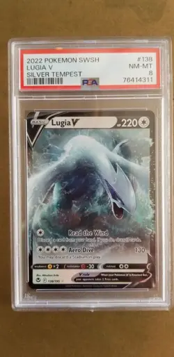 2022 Poke'mon Sword & Shield Silver Tempest #138 Lugia V PSA 8* - Image 1