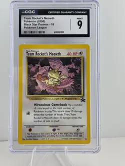 Team Rocket's Meowth 18/53 Wotc Black Star Promo Pokemon CGG 9 **MINT** - Image 1