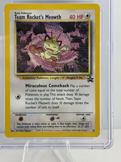 Team Rocket's Meowth 18/53 Wotc Black Star Promo Pokemon CGG 9 **MINT** - Image 2