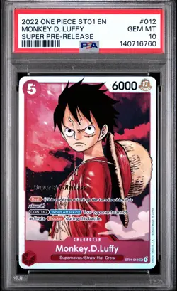 One Piece Monkey D. Luffy Super Pre-Release Starter Deck ST01-012 PSA 10 - Image 1