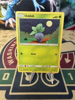 Oddish 6/214 - Asako Ito Crocheted Art - Unbroken Bonds Pokemon Card - Image 1