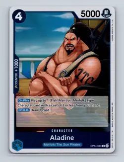 Aladine OP14-043 One Piece TCG The Azure Sea's Seven Foil Rare Card NM+ - Image 1