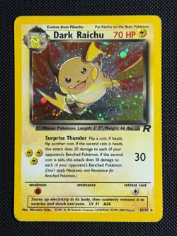 1# Pokemon Cards Dark Raichu 83/82 Team Rocket Secret Rare - Image 1