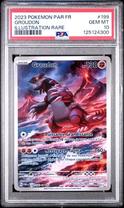 2023 POKEMON FRENCH PAR FR-PARADOX RIFT ILLUSTRATION RARE #199 GROUDON PSA 10 - Image 1