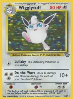 1999 Pokemon Jungle Wigglytuff Holo 16/64 Rare WOTC LP Vintage - Image 1