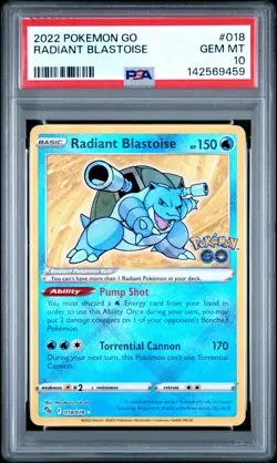 Radiant Blastoise Pokemon Go #018 PSA 10 Gem Mint - Image 1