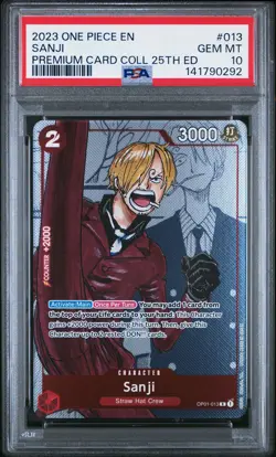 2023 ONE PIECE PREM BANDAI PREM CARD COLL 25TH ED #013 SANJI PSA 10 - Image 1