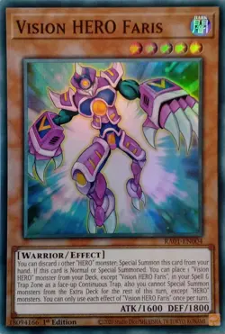 RA01-EN004 VISION HERO FARIS SUPER RARE 1ST EDITION YuGiOh CARD - Image 1