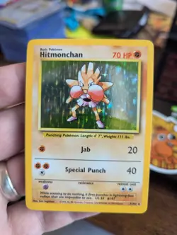 Hitmonchan Holo Pokemon Card 7/102 Base Set NM - Image 1
