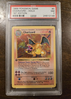 Charizard 1999 Base Set 1st Edition Shadowless Holo Pokemon Card PSA 7 NM - Image 1