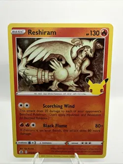 Pokemon Celebrations Reshiram Holo Rare Card 002/025 - Image 1