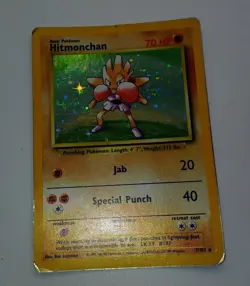Pokemon TCG Hitmonchan Base Set Holo Unlimited Rare Card 7/102 Vintage WOTC - Image 1