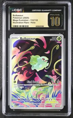 CGC Pristine 10 Bulbasaur 133/132 Illustration Rare Mega Evolution Pokemon Card - Image 1