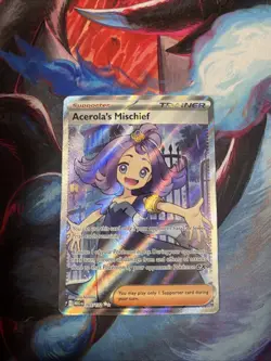 Pokemon TCG Acerola's Mischief #165/132 Holo Ultra Rare Full Art NM Card - Image 1