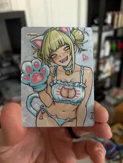 Magic MTG Altered Painted Plains Himiko Toga Furry Anime Girl by white_alters - Image 2