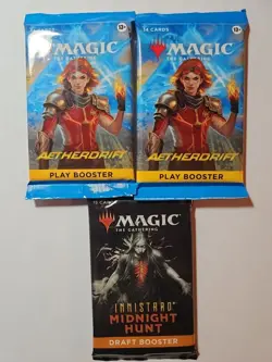 Magic The Gathering lot MTG 3 booster packs Aetherdrift X2, Innistrad MHunt X1 - Image 1