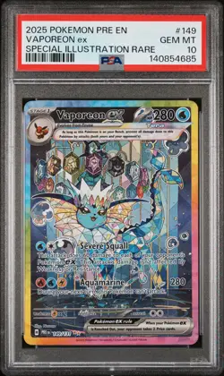 2025 POKEMON PRISMATIC EVOLUTIONS SPECIAL ILLUSTRATION RARE VAPOREON EX PSA 10 - Image 1