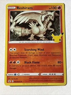 Reshiram 002/025 Celebrations Holo Pokemon TCG NM - Image 1