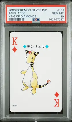2000 POKEMON SILVER VERSION PLAYING CARDS KING OF DIAMONDS #181 AMPHAROS PSA 10 - Image 1