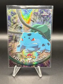 2000 Pokemon Topps Chrome Bulbasaur Holo #01 TCG LP - Image 1