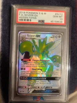 SCIZOR 2019 Pokemon Hidden Fates SV72 PSA 10 Gem Mint D - Image 1