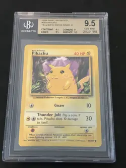 1999 Pokemon Base Pikachu Yellow Cheeks Corr. BGS 9.5 #58 - Image 1