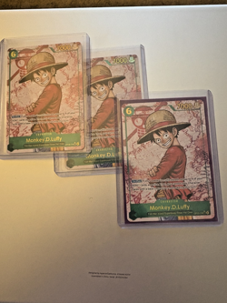 One Piece TCG Monkey.D.Luffy OP13-118 Lot of 3 Alternate Art Rare - Image 1