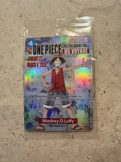 Bandai One Piece Monkey.D.Luffy College Basketball US Voyage Promo Card P-055 - Image 1