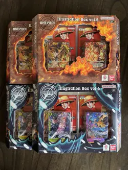 ‼4X One Piece Illustration Box Vol 5 + Vol 6 - PRB-02 & OP-13 Booster Packs Lot - Image 1