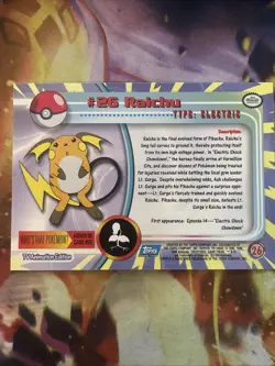 RAICHU #26 - BLUE LOGO - SILVER HOLO - Series 1 - TOPPS POKEMON CARD - LP - Image 2