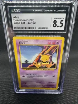 Pokemon Abra Base Set 43/102 CGC 8.5 1999 Card Stock English - Image 1