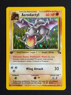 1# Pokemon Cards Aerodactyl 1/62 1ST EDITION PRERELEASE Fossil Holo Rare - Image 1