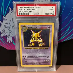 PSA 9 Shadowless ALAKAZAM Pokemon Base Set 1/102 RARE - Image 1