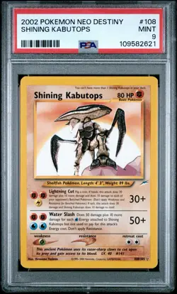 2002 Pokemon Shining Kabutops Neo Destiny 108/105 Beautiful PSA 9 MINT NEW CERT - Image 1